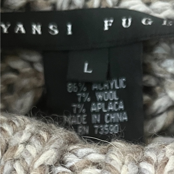 Yansi Fugel Gray Cowl Neck Sweater with Suede Ribbon Detail - Picture 4 of 9